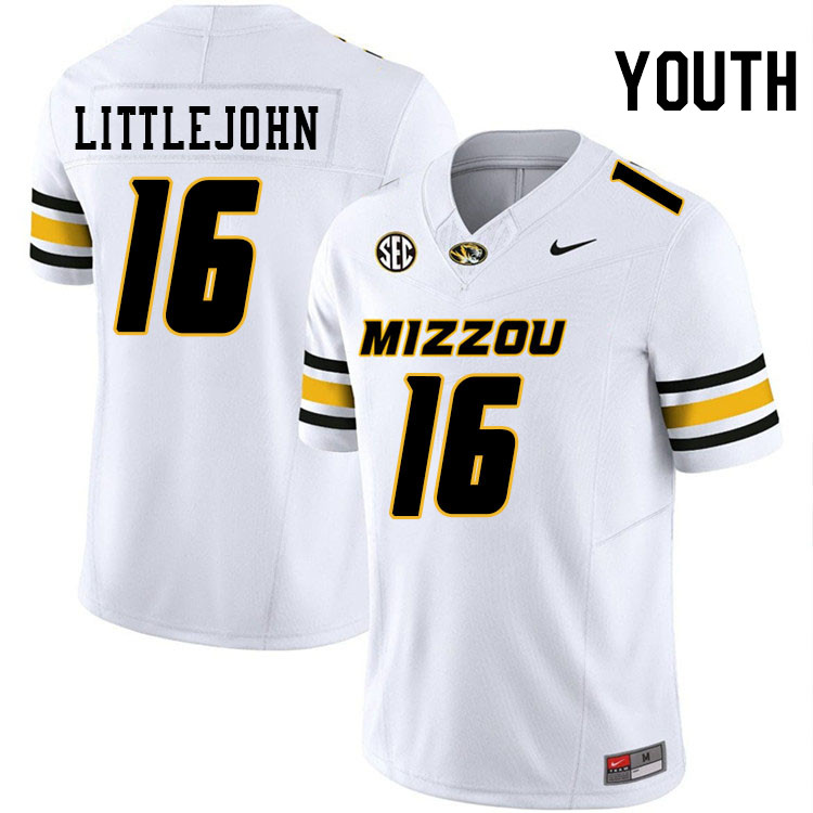 Youth #16 Brayshawn Littlejohn Missouri Tigers College Football Jerseys Stitched-White